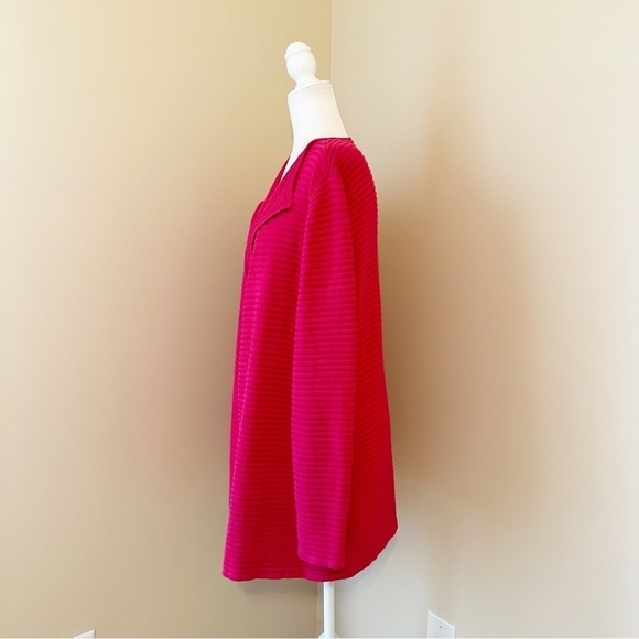 Talbots Open Front Ribbed Long Sleeve Pink Cardigan - Large - Picture 2 of 8